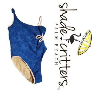 Shade Critters Textured Cut Out Daisy 1 Shoulder Swimsuit Blue Size 10,